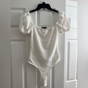 Lulu's Ivory Puff Sleeve Bodysuit